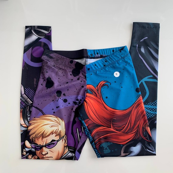 Marvel Avengers Comics Hawkeye Black Widow Leggings Size S - Picture 2 of 12